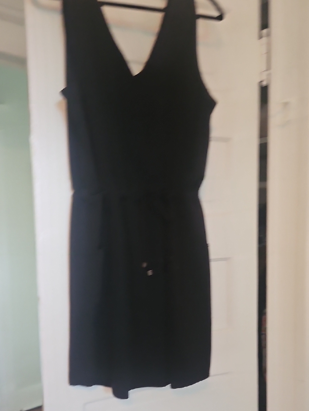 Kyodan Black V-Neck Drawstring Mini Dress